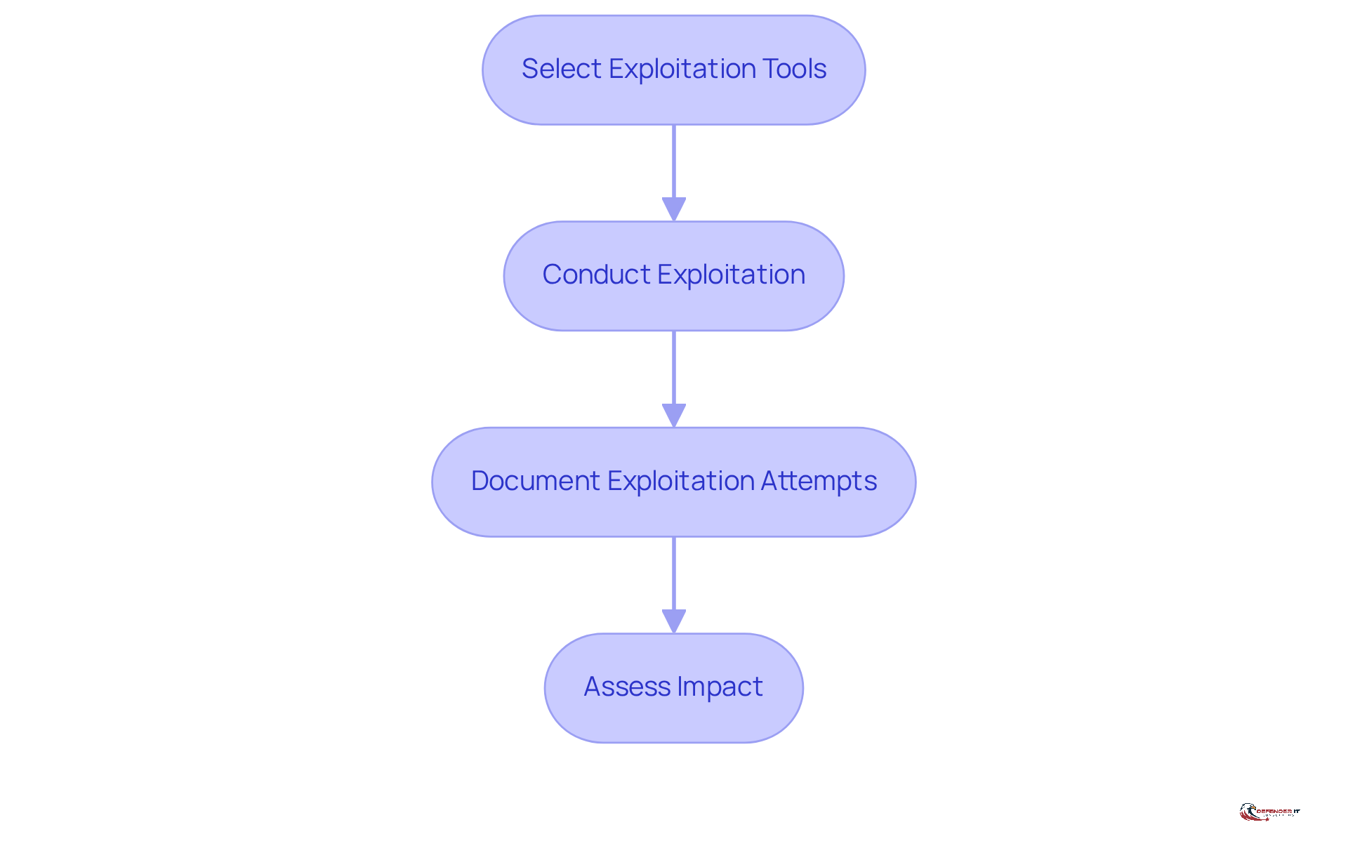 Each box represents a step in the exploitation process. Follow the arrows to see how each step connects to the next, and refer to the sub-points for detailed actions within each step.