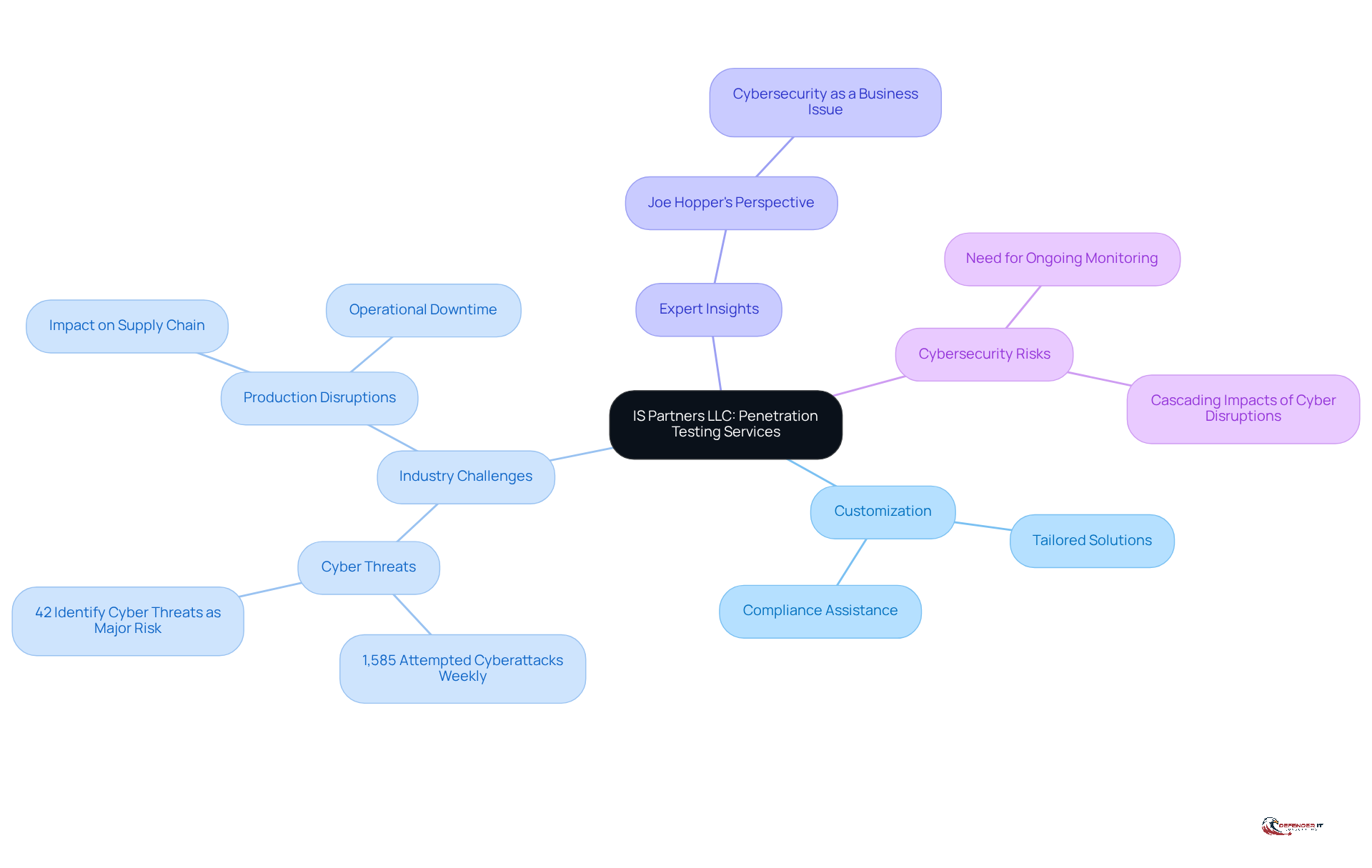 The center represents IS Partners LLC's services, with branches showing how customization addresses specific industry needs and risks. Each branch highlights a different aspect of the service and its relevance to manufacturers.