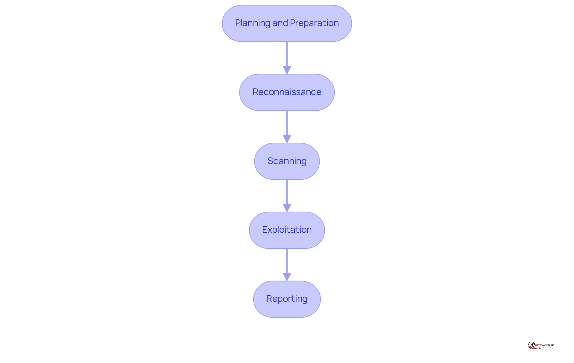 Each box represents a stage in the penetration testing process. Follow the arrows to see how each phase leads to the next, ensuring a thorough security assessment.